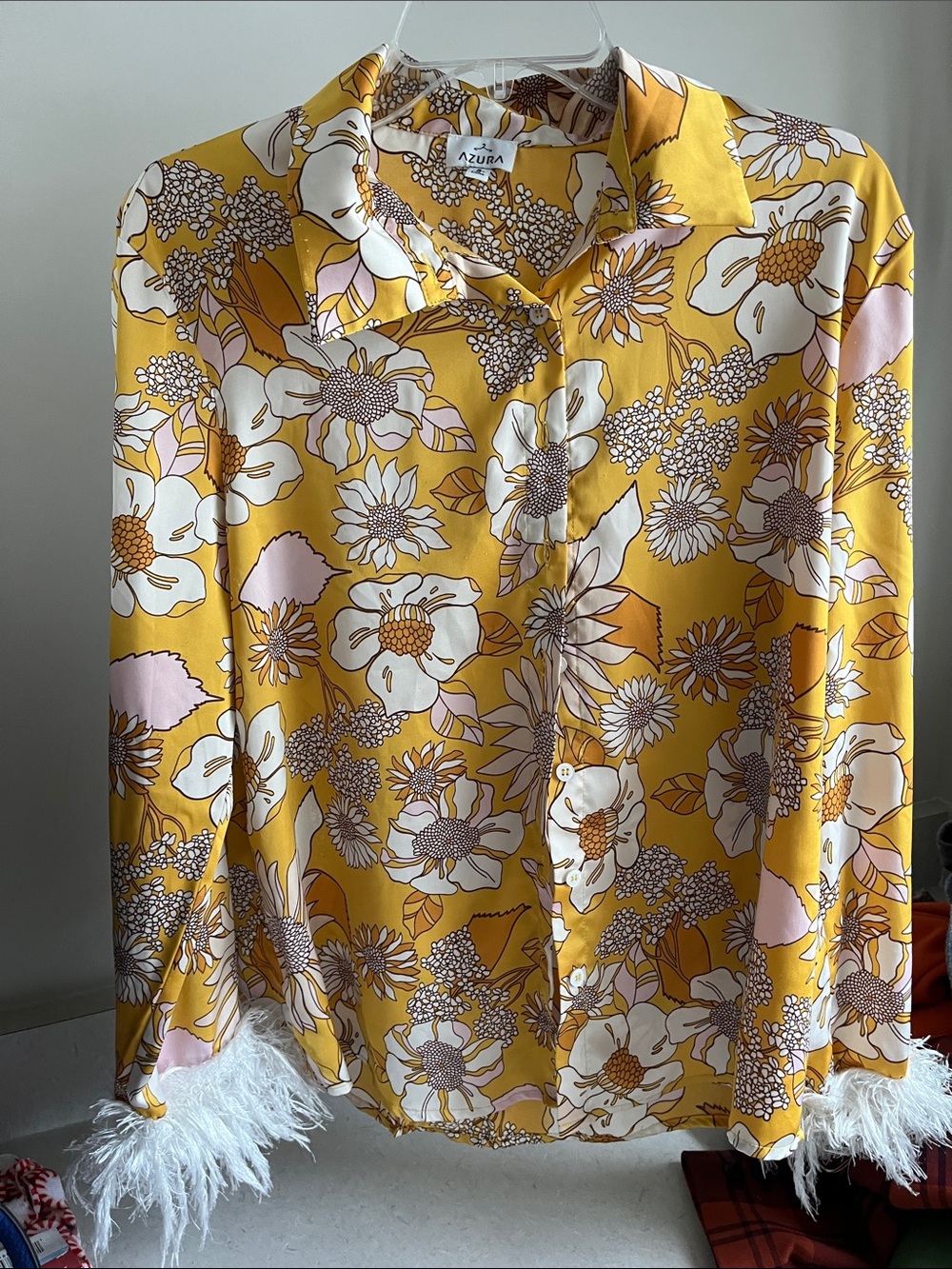 Azura Yellow Floral Button-Down Shirt